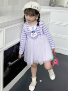 女童连衣裙春款紫色可爱小女孩乐蒂公主裙网纱蛋糕，裙儿童裙子春秋