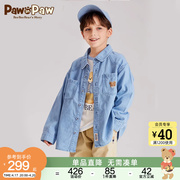 PawinPaw卡通小熊童装24年春夏季男童纯棉牛仔休闲长袖衬衫