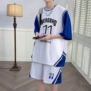 夏装青少年运动服套装男大童潮流篮球服一套初中学生帅气短袖t恤