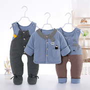 婴儿棉衣冬季加厚1-3-9个月新生儿套装男女，宝宝棉袄棉裤三件套装