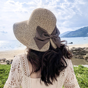 女夏季小清新草帽花朵韩版凉帽百搭大边帽遮阳帽太阳沙滩帽子