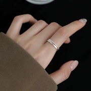 925纯银双层戒指女开口戒轻奢小众设计高级感尾戒食指戒