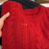 粗线羊毛软糯慵懒针织衫，上衣女秋冬圆领，套头新年红色麻花毛衣加厚