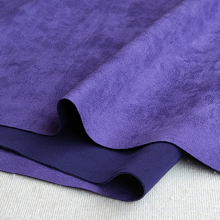 紫色麂皮绒连衣裙沙发布料纯色空，气层弹力加厚鹿皮绒面料绒布料软