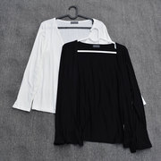 莫代尔长袖外套凉感透气超薄罩衫 开衫宽松黑色白色Z050403 GC28