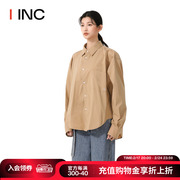 recto设计师品牌iinc23aw肩廓形刺绣，口袋棉质长袖衬衫