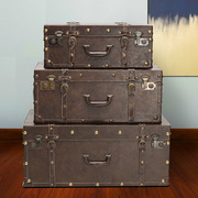 复古箱子收纳储物行李箱怀旧老式仿古民国皮箱橱窗陈列摄影道具箱