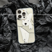 日系可爱白色小狗适用于苹果14promax透明手机壳iPhone15pro软壳12/13pro卡通xsmax防摔11华为安卓可定