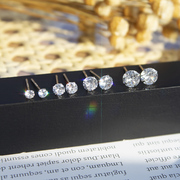 s925纯银耳钉女钻石超闪耳环锆石，水钻气质高级感小耳骨蜗钉养耳洞