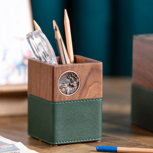 实木笔筒北欧风松学生礼物办公室桌面文具用品收纳盒木质笔筒笔座