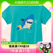 日本千趣会春夏中小童装，打底衫鲨鱼动物印花纯棉，男女宝宝短袖t恤