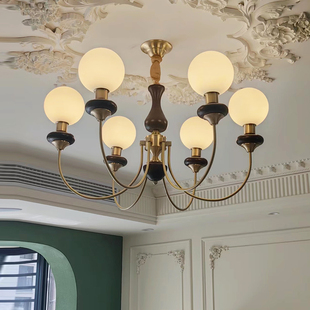 中古客厅吊灯美式复古全铜魔豆灯，创意侘寂风，餐厅卧室法式南洋吊灯
