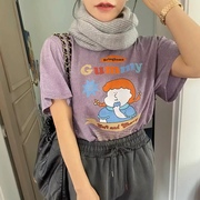 现韩国东大门2023春新女时尚TARA BY MOTION卡通图案短袖T恤