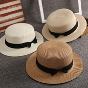 儿童平边草帽宝宝圆顶，礼帽亲子遮阳帽男女童，帽子夏季防晒帽遮阳帽