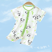 新生婴儿衣服夏季纯棉短袖，宝宝连体衣网眼卡通哈衣爬服空调服
