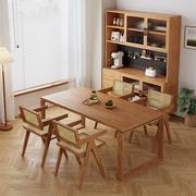 莫比恩纯实木餐桌长方形饭桌，家用小户型餐书桌一体客厅长桌椅组合