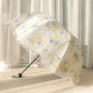 深拱形太阳伞防晒防紫外线，宫廷阿波罗公主，伞型双层蕾丝黑胶遮阳伞