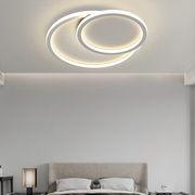 现代简约创意卧室房间吸顶灯奶油风圆环形书房间儿童灯声控智能灯
