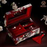 高档螺钿漆器首饰盒收纳公主欧式简约实木质珠宝盒耳环饰品盒