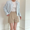小清新短外套韩国2023春季女装洋气可爱碎花色双排扣夹克