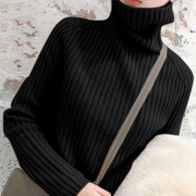 韩国2021年黑色高领毛衣女秋冬外穿加厚内搭羊毛针织堆堆领打底衫