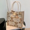 原创简约麻布包日韩女手提包包，潮卡通文艺手拎零食袋环保饭盒包包