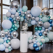 ins孔雀蓝气球链拱门，儿童生日派对布置店铺，开业节日装饰道具