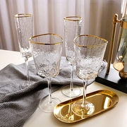 金边红酒杯三角创意个性，酒杯玻璃高脚香槟起泡杯，家用洋酒欧式奢华