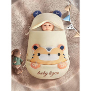婴儿睡袋新生儿抱被秋冬季加厚防踢被宝宝初生用品防惊跳纯棉包被