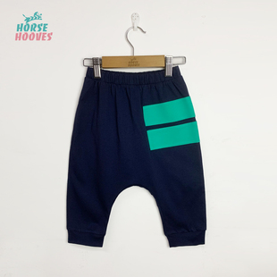 horsehooves原创设计婴儿宝宝，针织吊裆哈伦长裤，蓝色夏季薄款防蚊