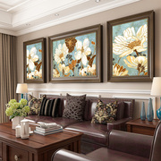 美式客厅装饰画高端大气，大芬油画村沙发，背景墙挂画壁画欧式三联画