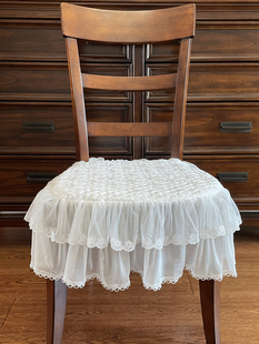 绣花纯色蕾丝椅垫美式法式复古椅子垫欧式可拆洗四季款餐椅垫坐垫