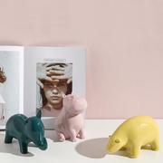 贝汉美北欧创意可爱动物摆件家居饰品客厅大象电视柜玄关装饰品