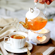 花茶杯子壶茶具套装家用英式下午茶水，果茶陶瓷泡，茶壶蜡烛加热底h
