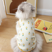 短脚猫衣服夏天菠萝可爱图案小背心宠物两脚衣清新小吊带猫咪春装