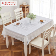 日本进口pvc桌布防水防滑餐桌布欧式蕾丝长方形白色餐桌桌布家用