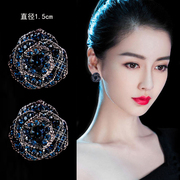 蓝色玫瑰耳钉纯银韩国女蓝宝石气质耳环，简约个性学生耳饰清新可爱
