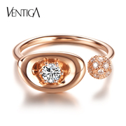 ventiga梵蒂加18k玫瑰金钻石(金钻石)戒指，小分数个性时尚开口女戒百搭