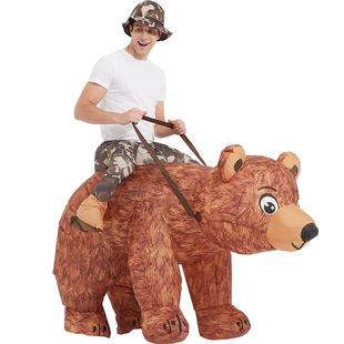 万圣节表演服装成人搞笑搞怪行走动物坐骑玩偶道具骑棕熊充气衣服