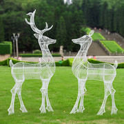 速发不锈钢长颈鹿装饰镂空铁艺梅花麋雕塑户外抽象花园林景观动物