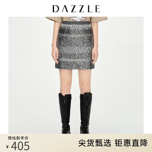 DAZZLE地素奥莱 浅灰色珠片绣OL风短款半身裙女2D1S2035D