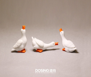 仿真动物模型小号小鸭子，白鹅白鸭小动物，树脂模型玩偶摆件