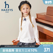 hazzys哈吉斯(哈吉斯)童装女童t恤2023秋中大童娃娃领甜美针织打底衫