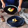 牛排盘子圆盘家用创意黑色牛扒盘，商用日式西餐盘点心平盘早餐盘子