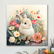 花间兔子 画画填色diy数字油画手工手绘填充油彩画丙烯涂色装饰画