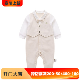 商场同款拉比男童婴儿周岁生日礼服假两件长袖连体