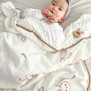 婴儿盖毯豆豆毯春夏，秋季宝宝外出推车毯子，初生新生儿毛毯小被子