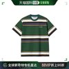 欧洲直邮carharttwip24男士绿色，条纹纯棉做旧风休闲t恤