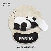 v-sion可爱熊猫护腕鼠标垫女手腕，垫防滑办公室，笔记本电脑键盘手托