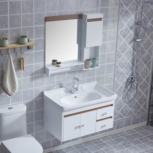 欧式卫浴PVC中小户型挂墙式简装组合浴室柜洗脸洗手盆洗漱台